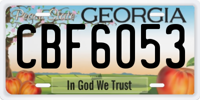GA license plate CBF6053