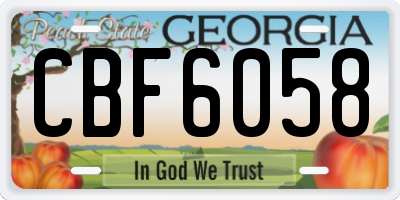 GA license plate CBF6058