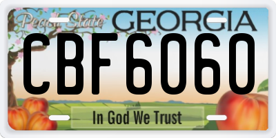 GA license plate CBF6060