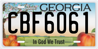 GA license plate CBF6061