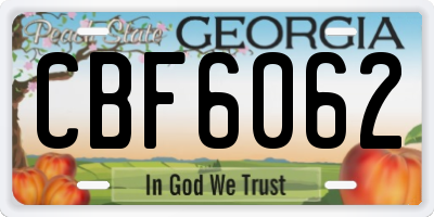 GA license plate CBF6062