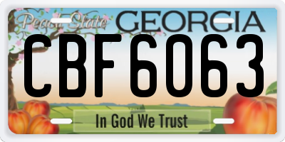 GA license plate CBF6063