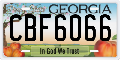 GA license plate CBF6066