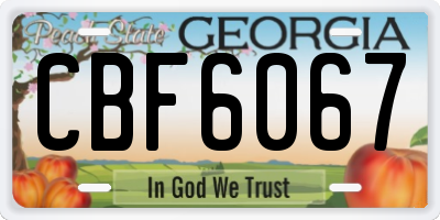 GA license plate CBF6067