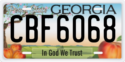 GA license plate CBF6068