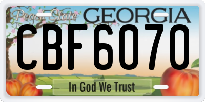 GA license plate CBF6070