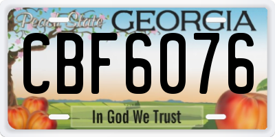 GA license plate CBF6076