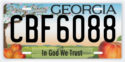 GA license plate CBF6088