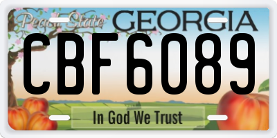 GA license plate CBF6089