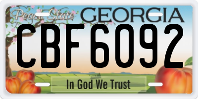 GA license plate CBF6092