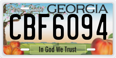 GA license plate CBF6094