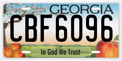 GA license plate CBF6096