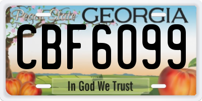 GA license plate CBF6099