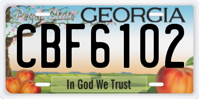GA license plate CBF6102