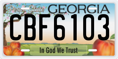 GA license plate CBF6103
