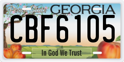 GA license plate CBF6105
