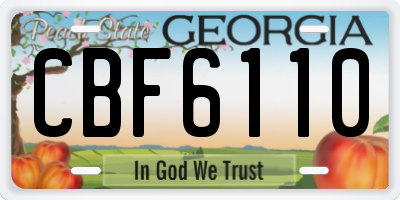 GA license plate CBF6110