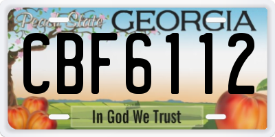 GA license plate CBF6112