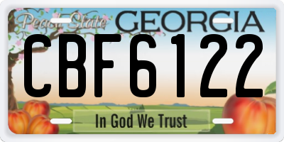 GA license plate CBF6122