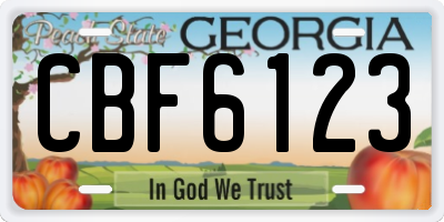 GA license plate CBF6123