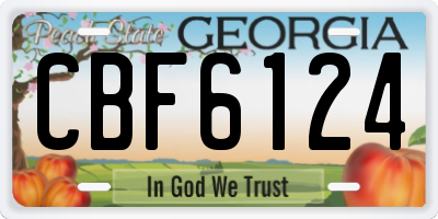 GA license plate CBF6124