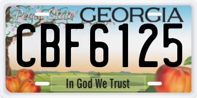 GA license plate CBF6125