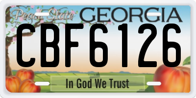 GA license plate CBF6126
