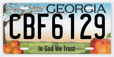 GA license plate CBF6129