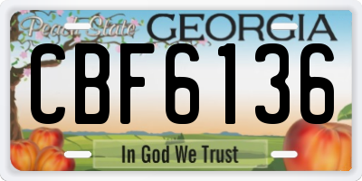 GA license plate CBF6136