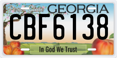 GA license plate CBF6138
