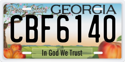 GA license plate CBF6140