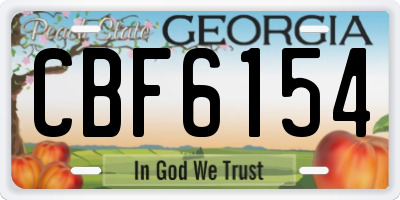GA license plate CBF6154