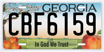 GA license plate CBF6159