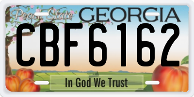 GA license plate CBF6162