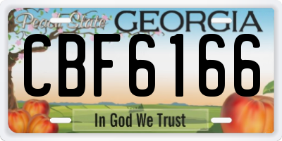 GA license plate CBF6166