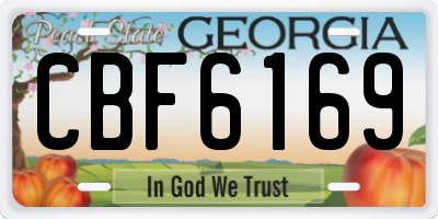 GA license plate CBF6169
