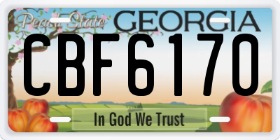 GA license plate CBF6170