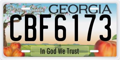 GA license plate CBF6173