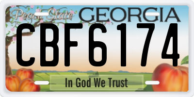 GA license plate CBF6174
