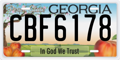 GA license plate CBF6178