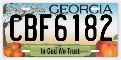 GA license plate CBF6182