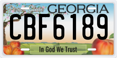 GA license plate CBF6189