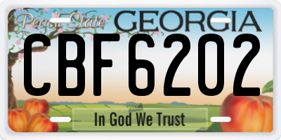 GA license plate CBF6202