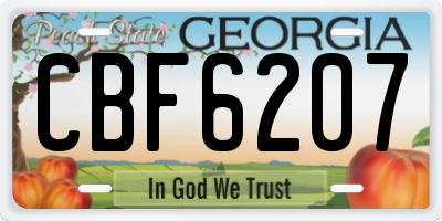 GA license plate CBF6207