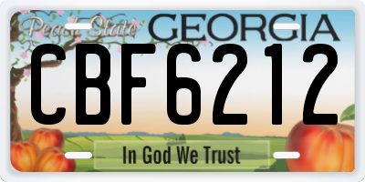 GA license plate CBF6212