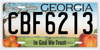 GA license plate CBF6213