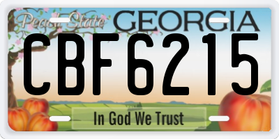 GA license plate CBF6215