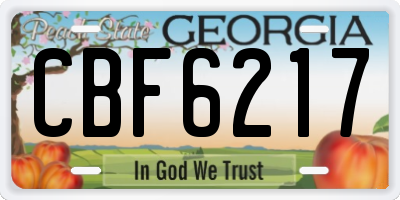 GA license plate CBF6217