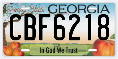 GA license plate CBF6218