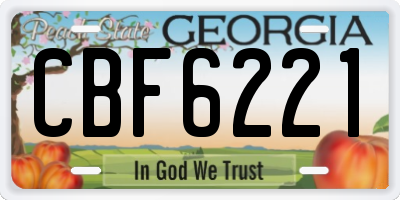 GA license plate CBF6221
